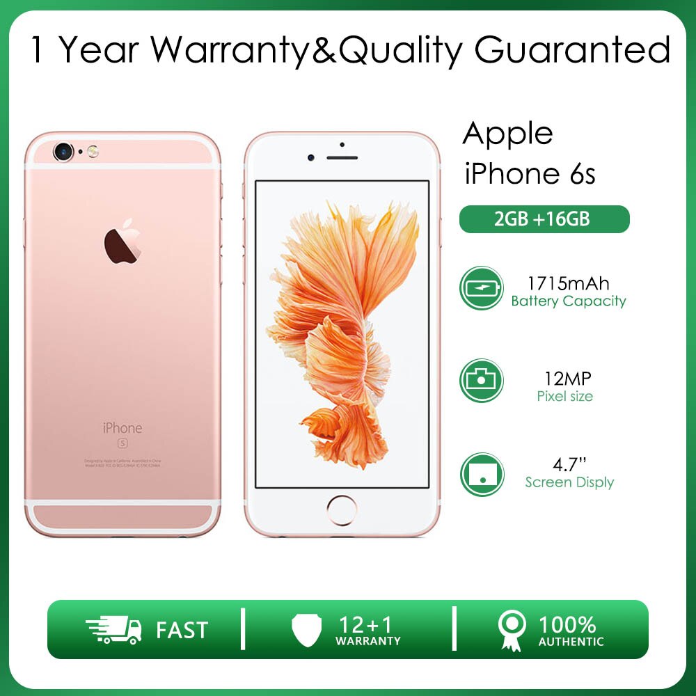 Original Unlocked Apple iPhone 6s One SIM 2GB RAM 16/32/64/128GB ROM 12MP4.7'' 1715mAh IOS9 4G NFC Fingerprint Smartphone