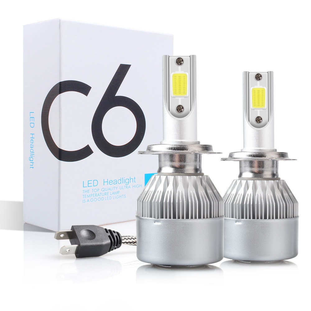 2PCS C6 H1 H3 Led Headlight Bulbs H7 COB LED Car Lights H4 880 H11 HB3 9005 HB4 9006 H13 6000K 72W 12V 7200LM Auto Headlamps