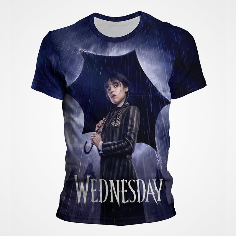 New Movie Wendsday Addams Wednesday T Shirt Men Women Clothes Fashion Harajuku Tee Summer 3D Print Men's T-shirt Streetwear Tops