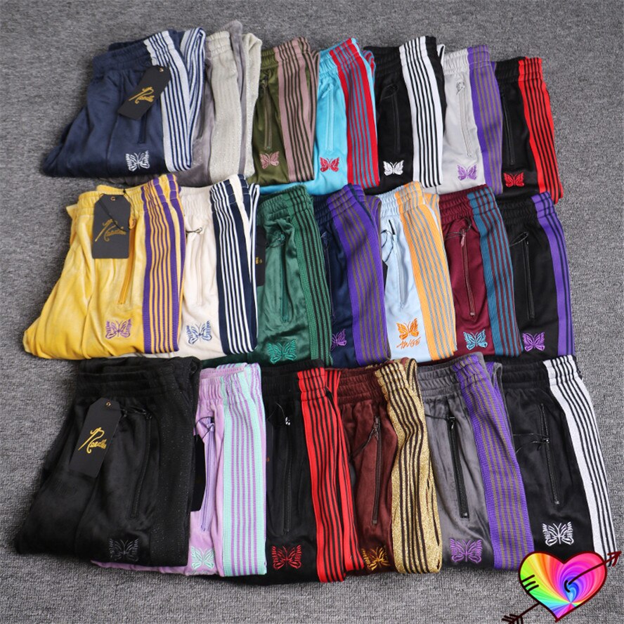 2022 Multicolor Needles Sport Pants Men Women 1:1 High Quality Multi Embroidered Butterfly Stripe Needles Pants AWGE Trousers