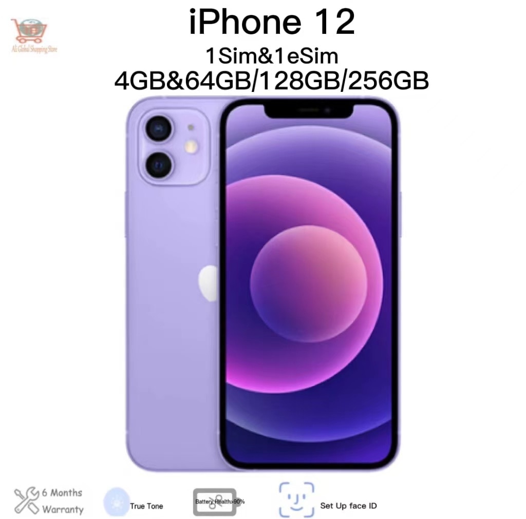 Original Unlocked  iPhone 12 5G LTE Face ID 6.1'' 4GB&64/128/256GB Apple iPhone 12IOS A14 Bionic Hexa Core Dual 12MP  Cellphone