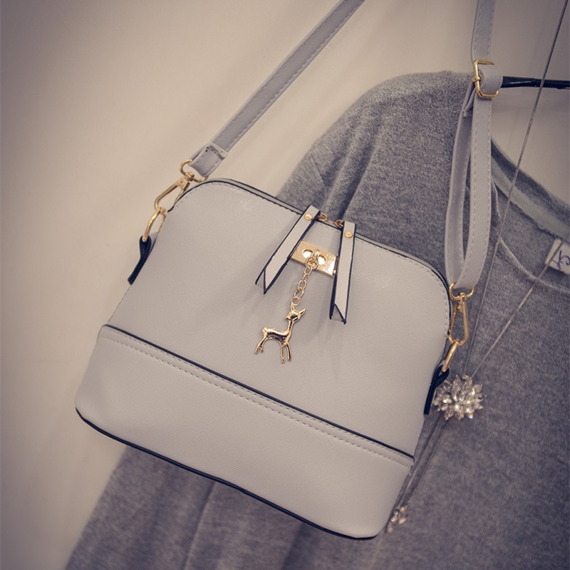 New Women Shoulder Bags Simple Fashion Shell Shape Women Small Messenger Crossbody Bag Ladies Deer Pendant Zipper HandBags