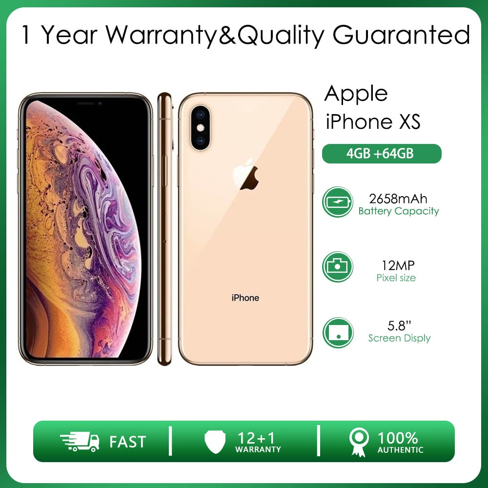 Original Unlocked Apple iPhone XS Hexa-core One Sim 4GB RAM 64/256GB ROM 12MP 5.8'' 2658mAh IOS12 4G NFC Face ID Smartphone