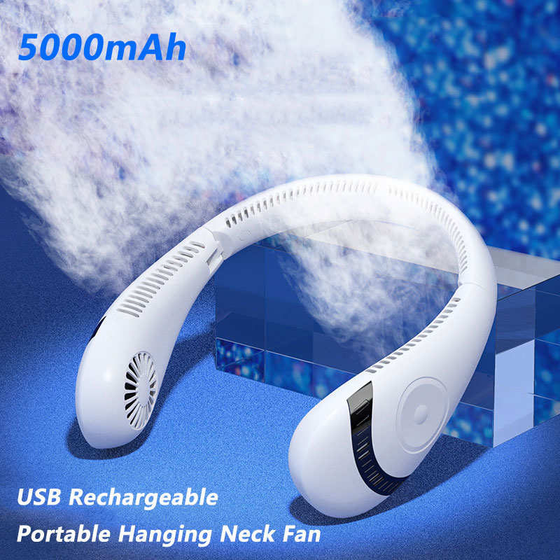 Xiaomi Portable 5000mAh Hanging Neck Fan Foldable Summer Air Cooling USB Rechargeable Bladeless Mute Neckband Fans Outdoor
