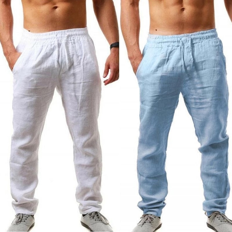Men's Cotton Linen Pants Male Autumn New Breathable Solid Color Linen Trousers Fitness Streetwear S-3XL Jogging pants