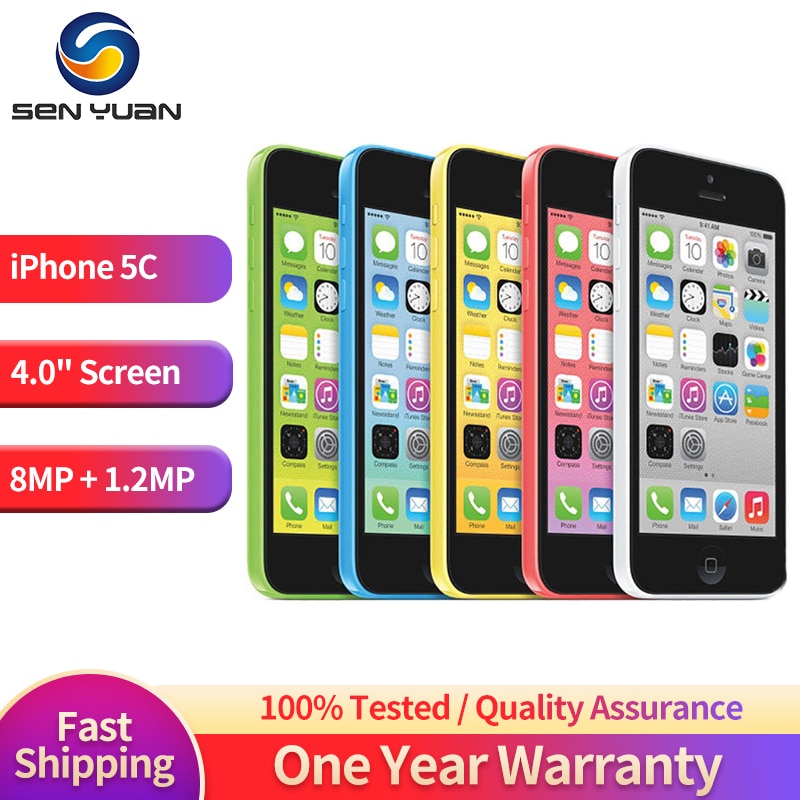 Original 100% Apple iPhone 5C Unlocked Dual Core 4.0'' 3G Cell Phone 1GB RAM 8GB/16GB/32GB ROM 2G GSM WCDMA Used Mobile Phones