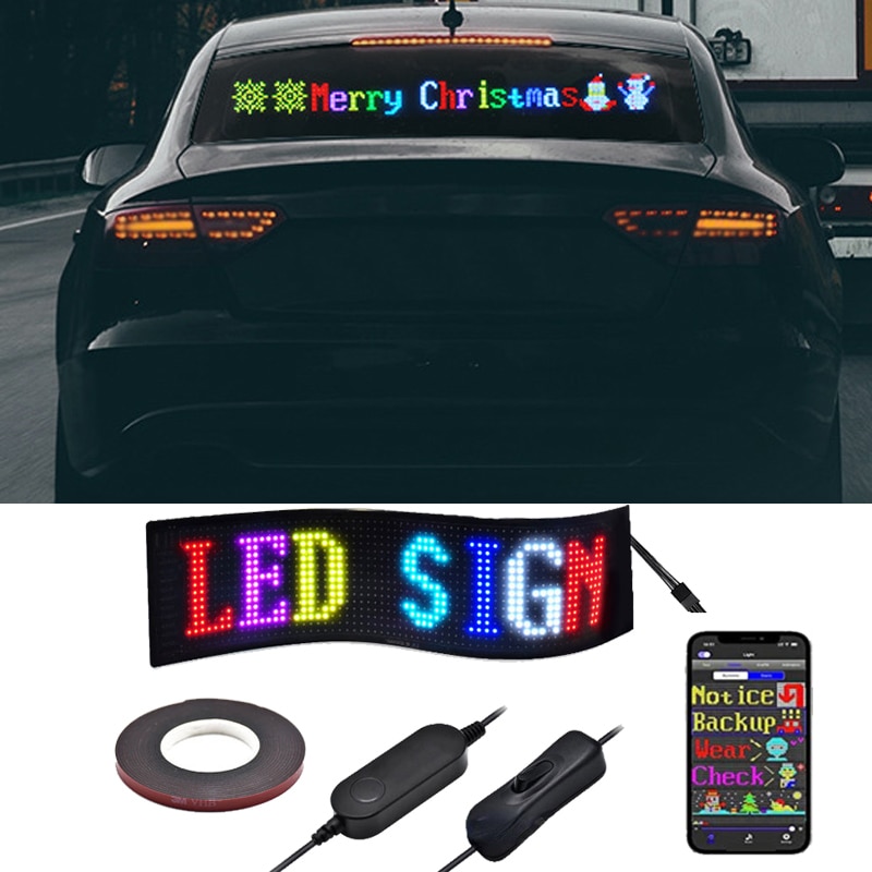 Car Display for Rear Window Mobile Phone Bluetooth APP Control Foldable Scrolling Message Board Custom Text USB Window Display