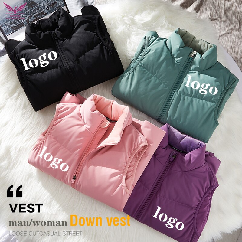 custom logo Mens winter Sleeveless Jackets Men New Vest Jacket print photo Male Autumn Warm Casual Waistcoat Vest