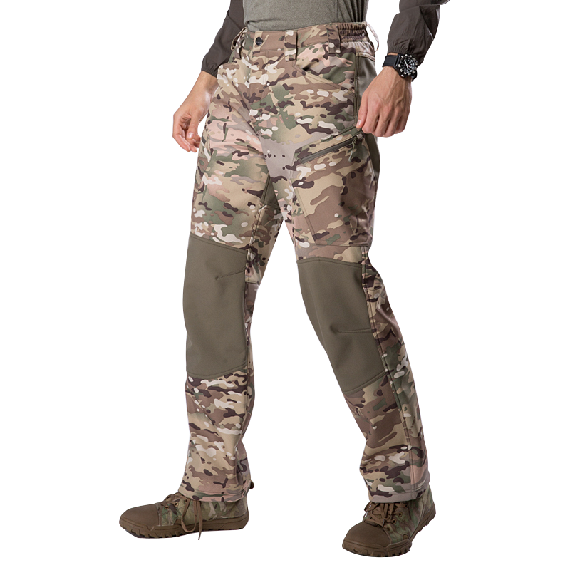 FREE SOLDIER Outdoor Sport Tactical Climbing Hiking Male Pants Softshell Fleece Fabric,Water-ResistantWindproof Pants For Men